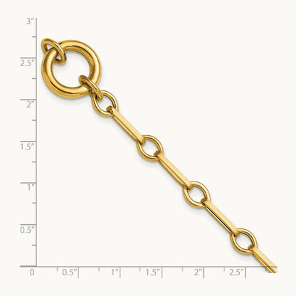 Polished 7.75in Fancy Link with Circle Bracelet, 14K