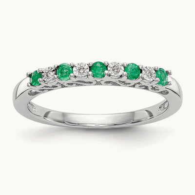 Diamond w/Emerald Band, 14K White Gold