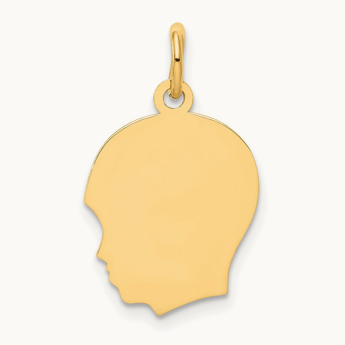 Plain Medium .027 Gauge Facing Left Engravable Boy Head Charm — 22mm
