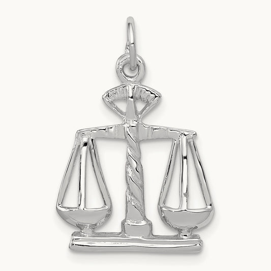 Polished Scales of Justice Charm, 14K White Gold