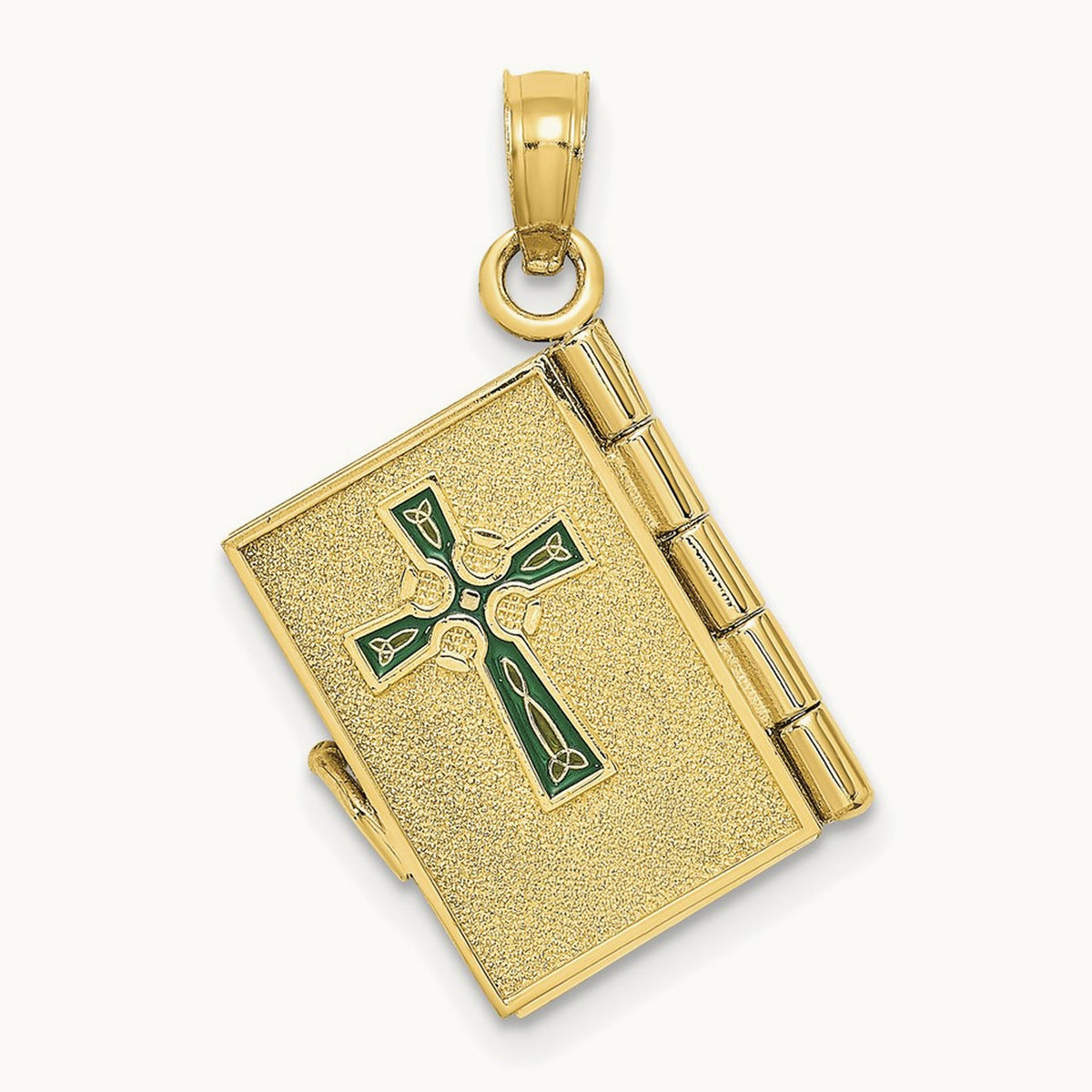 3-D Moveable Enameled AN IRISH PRAYER Book w/Clover Charm, 14K