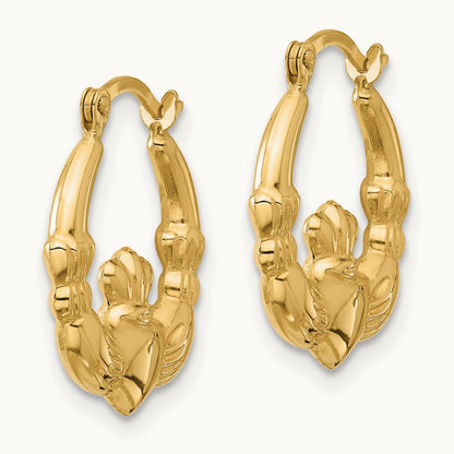 Claddagh Hoop Earrings, 14K