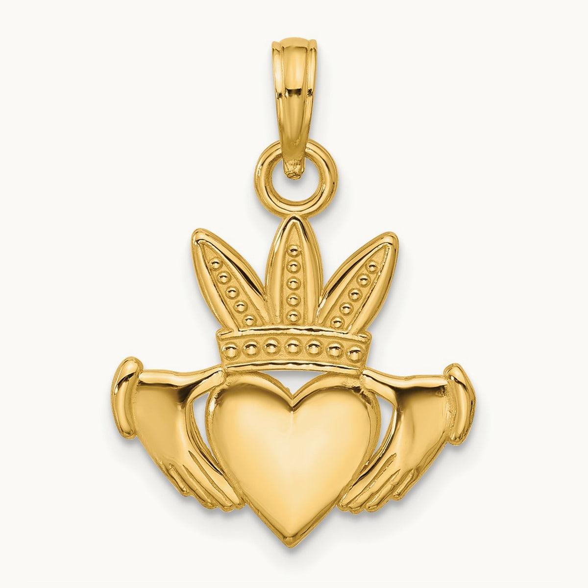 Polished Heart Crown Pendant, 14K