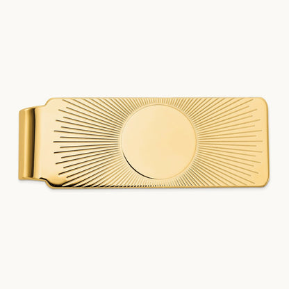 Men's Sunburst Design Money Clip, 14K