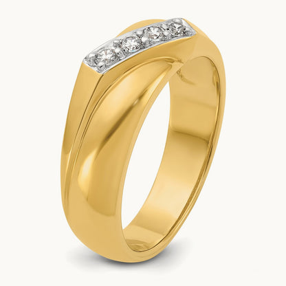 w/ White RH IBGoodman Men's Polished Curved Bypass Diamond Ring, 14K