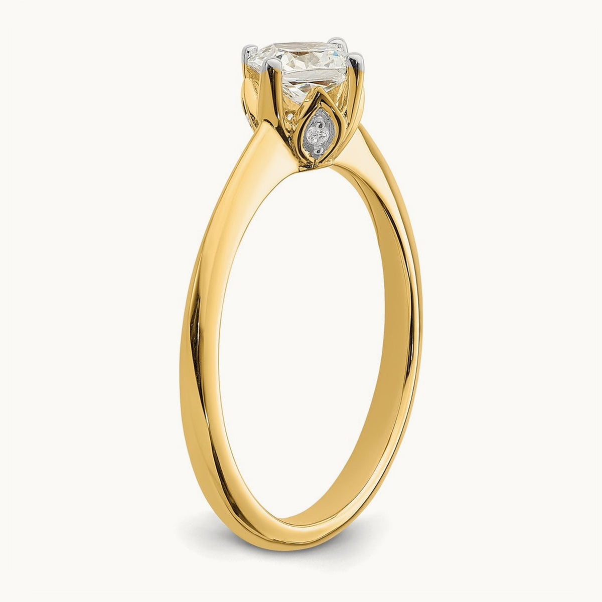 Polish Cushion Leaf Design Semi-Mount Ring — 3/4 ct, 7
