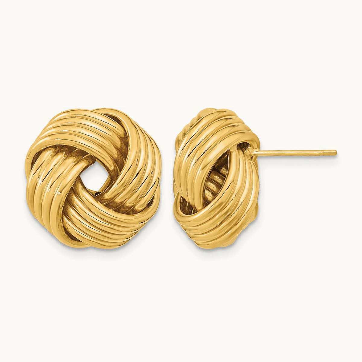 Polished Love Knot Post Earrings, 14K