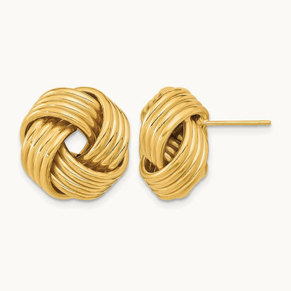 Polished Love Knot Post Earrings, 14K