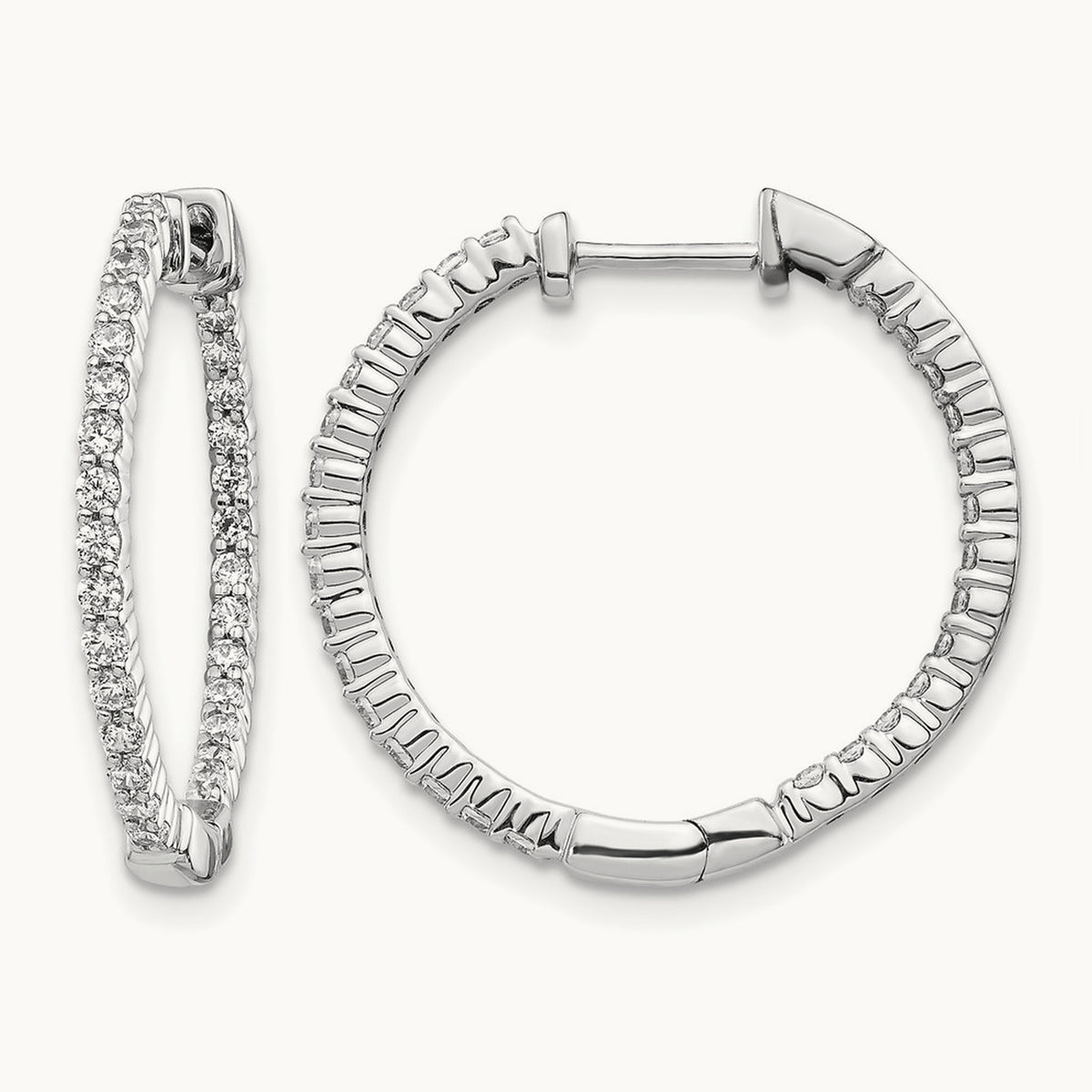 In/Out Hoop Earrings, 0.50 ct tw Lab-Grown Diamond — 14K White Gold
