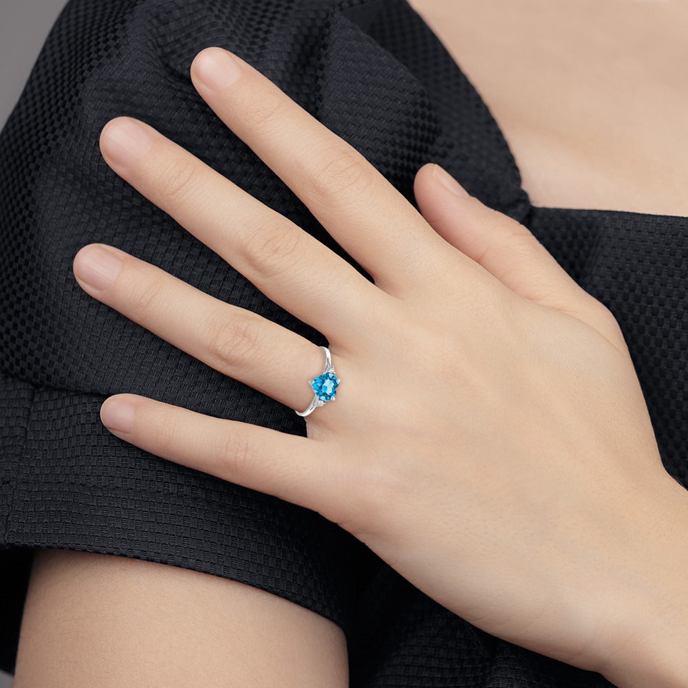 Heart Blue Topaz A Diamond ring — photo set
