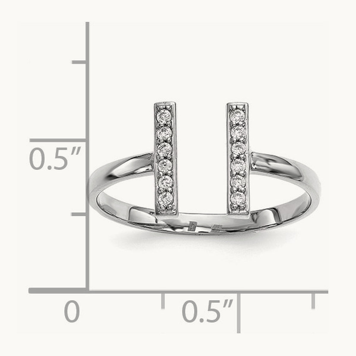 Diamond Double Bar Ring, 14K White Gold