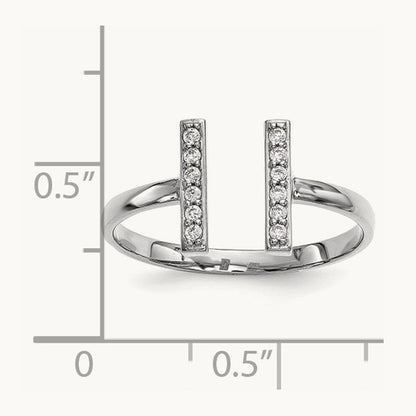 Diamond Double Bar Ring, 14K White Gold