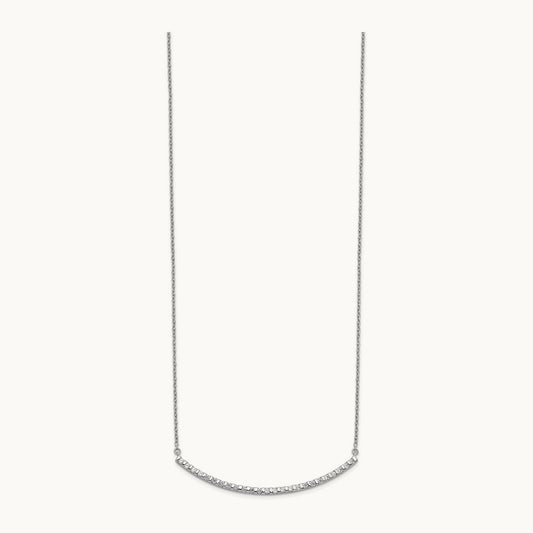 Diamond Curved Bar 18 inch Necklace, 14K White Gold