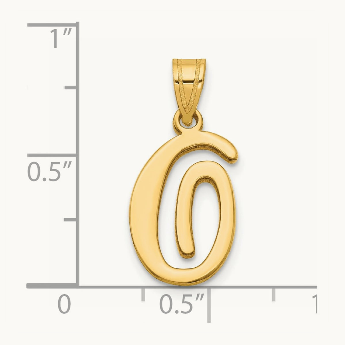 Script Letter O Initial Pendant, 14K