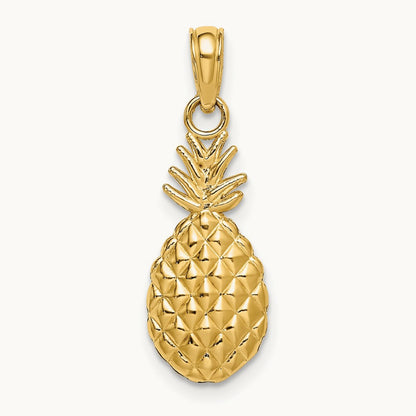 Textured Pineapple Charm, 14K