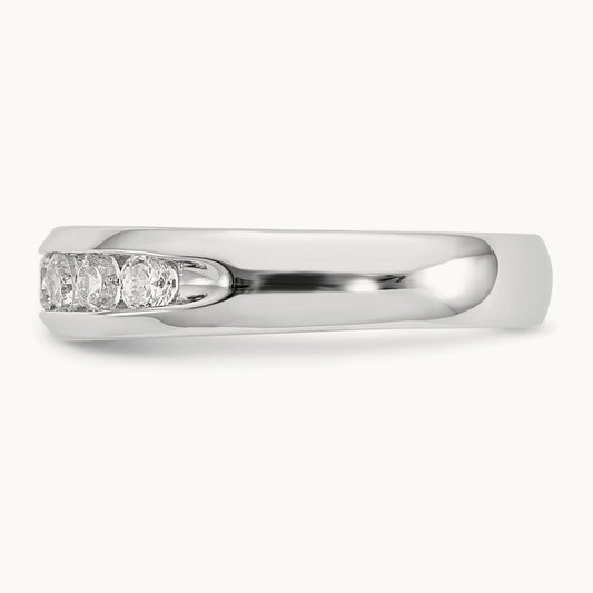 9-Stone Diamond Channel Band, 14K White Gold