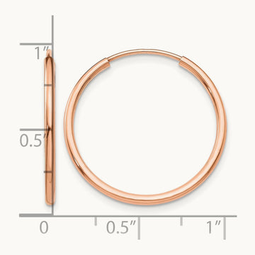 Polished Endless Tube Hoop Earrings, 1.50mm, 14K Rose Gold