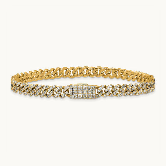 4mm Pavé Cuban Link Bracelet, 3.25 ct tw Lab-Grown Diamond