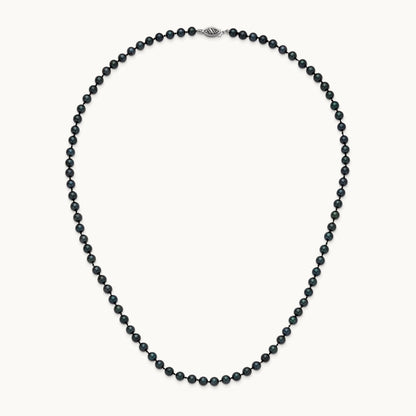 5- Round Black Saltwater Akoya Cultured Pearl Necklace, 14K White Gold