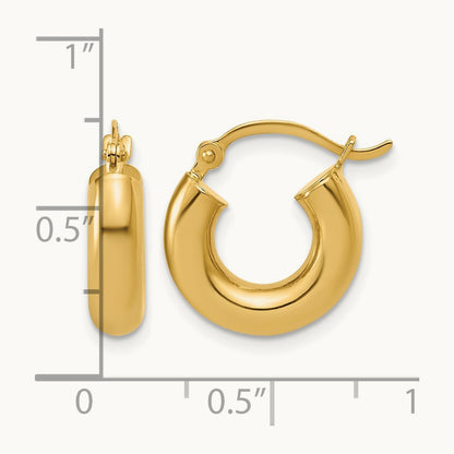 Polished x Lightweight Tube Earrings — 14K Yellow Gold