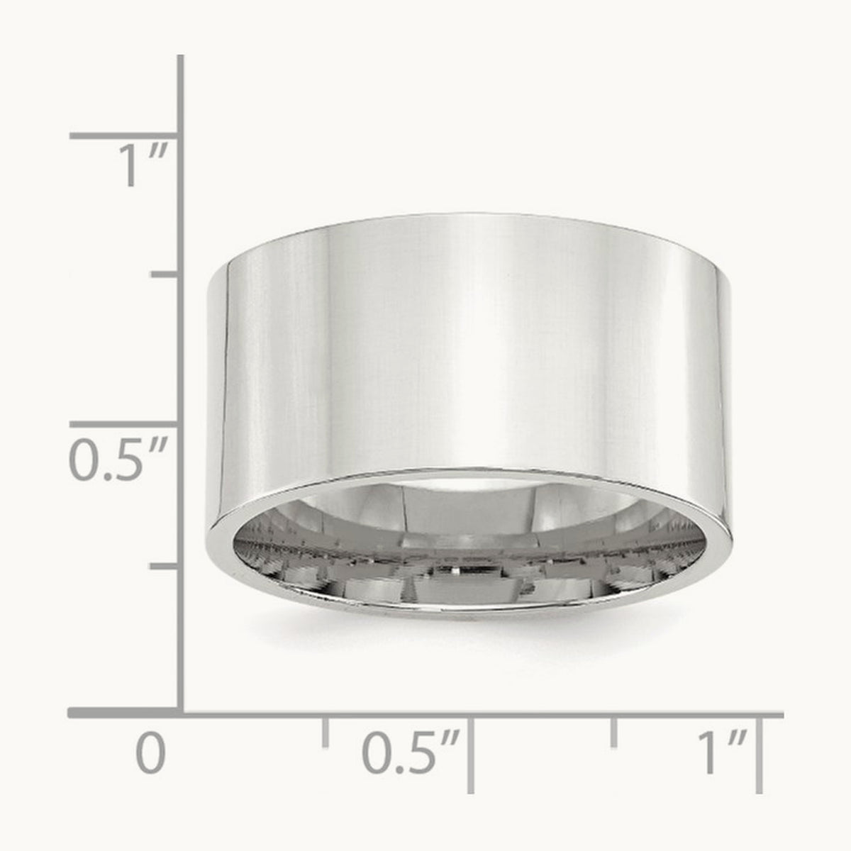 Standard Flat Comfort Fit Band, 12mm, 10K White Gold