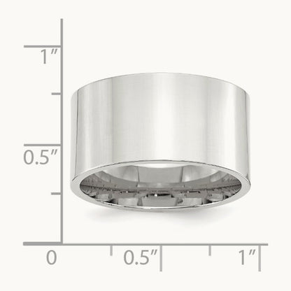 Standard Flat Comfort Fit Band, 12mm, 10K White Gold