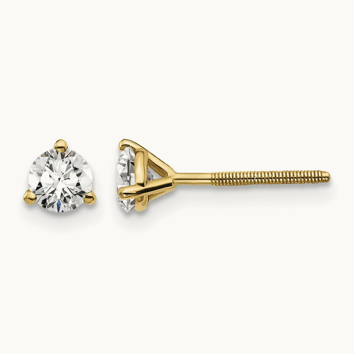 Round Stud Earrings, 0.10-6.00 ct tw Lab-Grown Diamond — 1/2 ct, 18K Yellow Gold