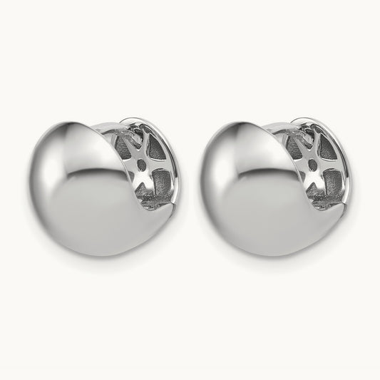 Polished Hinged Huggie Hoop Earrings — 14K White Gold