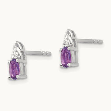 Amethyst and Diamond Post Earrings — photo set