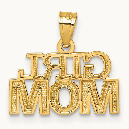 Polished GIRL MOM Pendant, 14K
