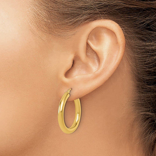 Polished Lightweight Hoop Earrings — 10K Yellow Gold, 30mm