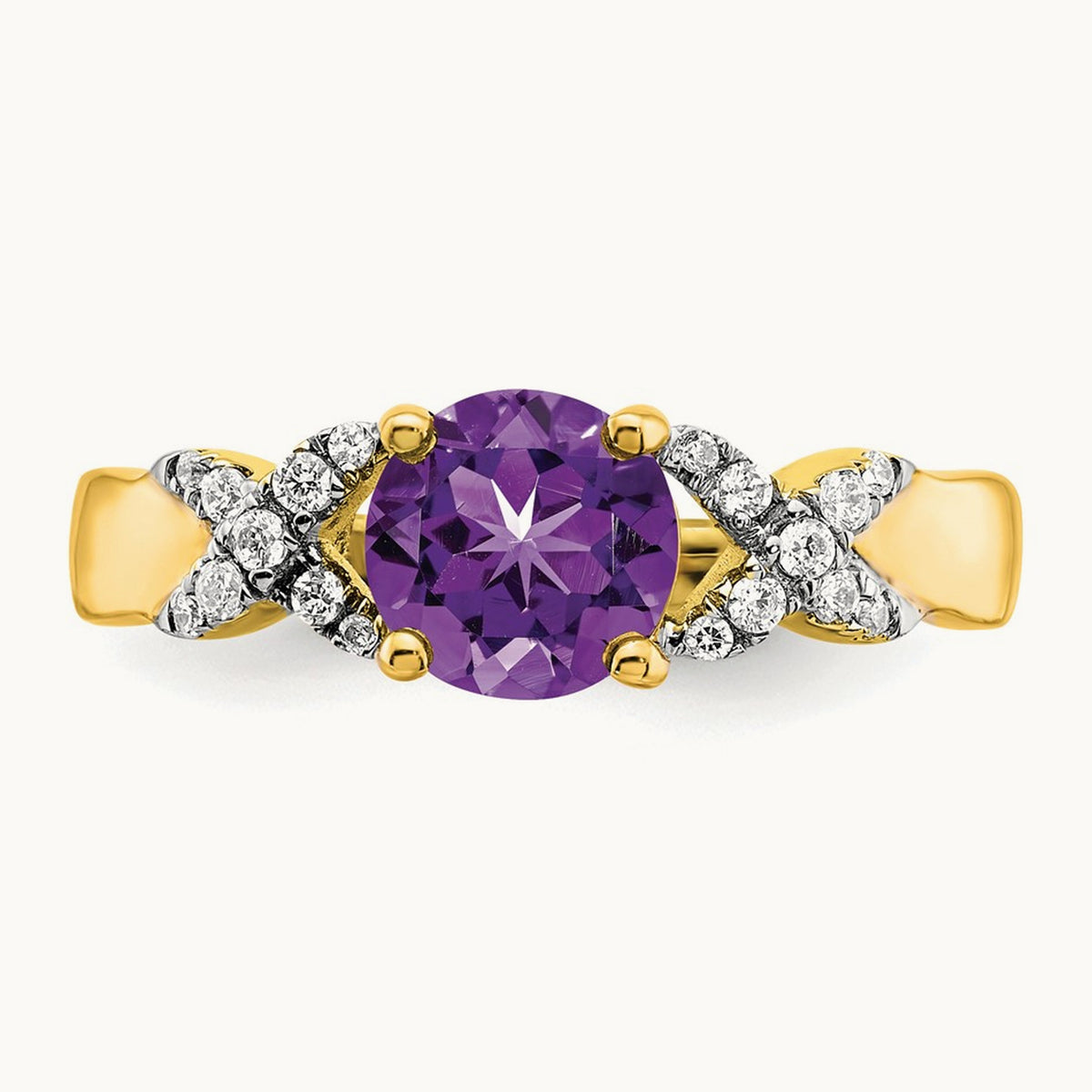 Amethyst and Diamond Ring, 14K Two-tone