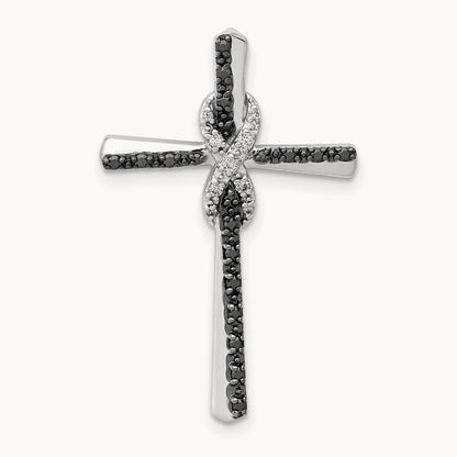 Black and White Diamond Infinity Cross Chain Slide, 14K White Gold