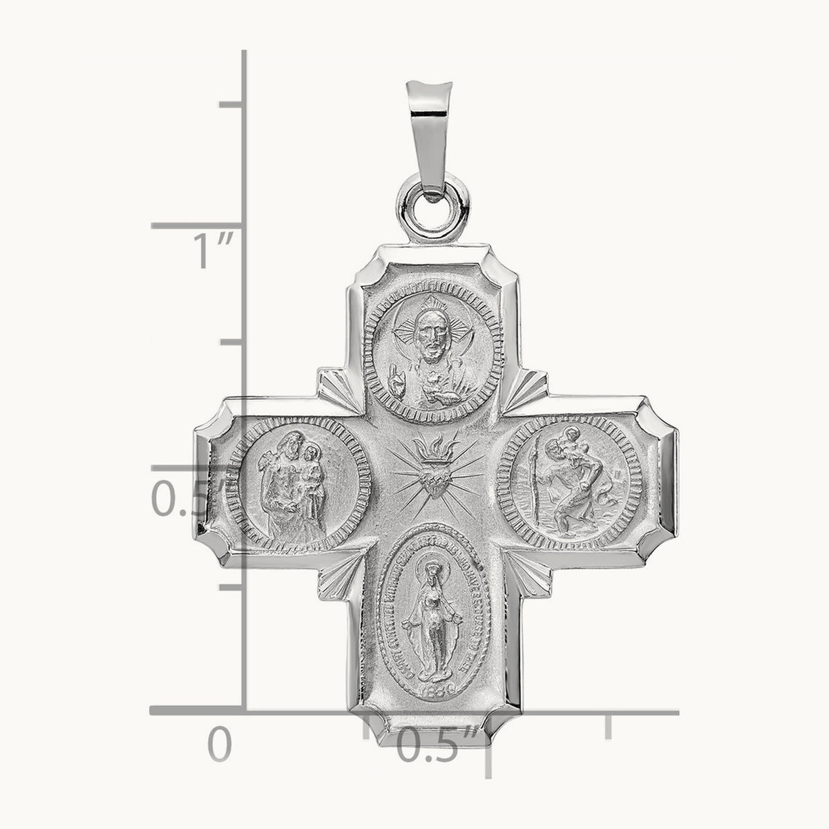 Four-Way Medal Pendant — 14K White Gold, 35.75mm
