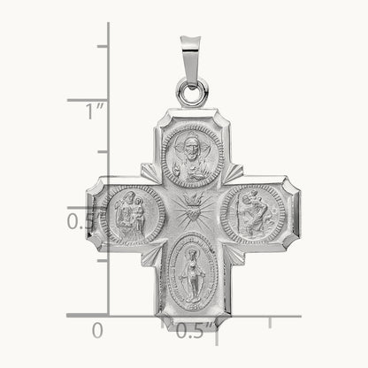 Four-Way Medal Pendant — 14K White Gold, 35.75mm