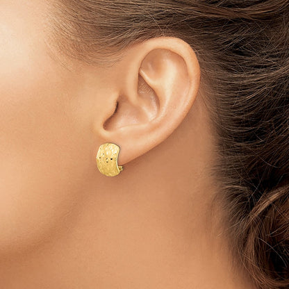 Diamond-cut Omega Back Earrings — 14K Yellow Gold