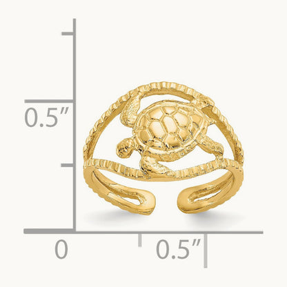 Turtle Toe Ring, 14K