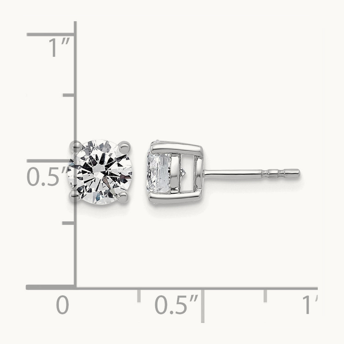 Round Lightweight Earrings, 0.25-6.00 ct tw Lab-Grown Diamond — 2 ct, 14K White Gold