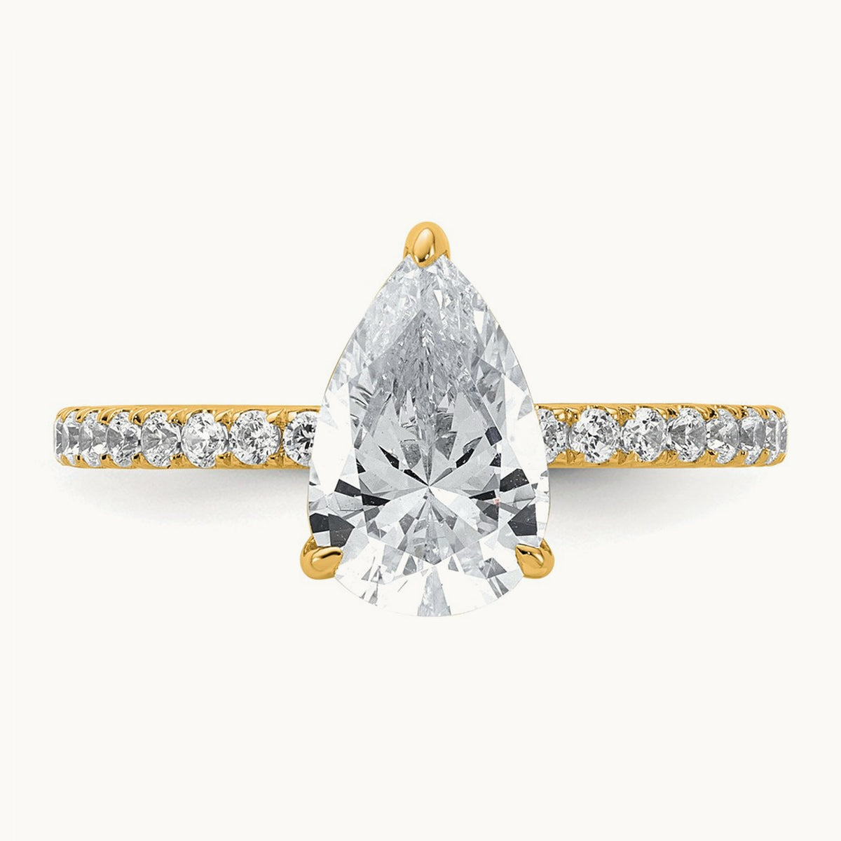 Pear Solitaire Engagement Ring, 1.25-4.75 ct tw Lab-Grown Diamond — 2 ct, 14K Yellow Gold
