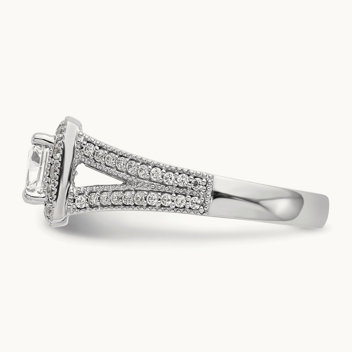 Princess Semi-Mount Halo Engagement Ring — 2/5 ct, 7
