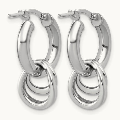 RH-plated Polished Circle Dangle Hoop Earrings, Sterling Silver — Leslie's