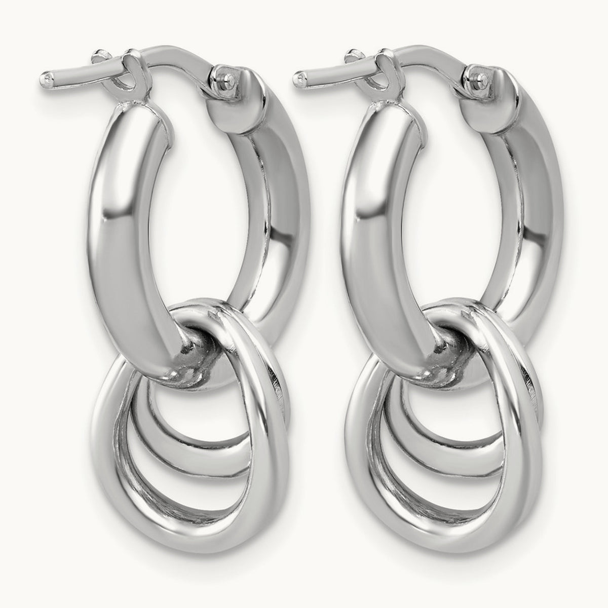 RH-plated Polished Circle Dangle Hoop Earrings, Sterling Silver — Leslie's