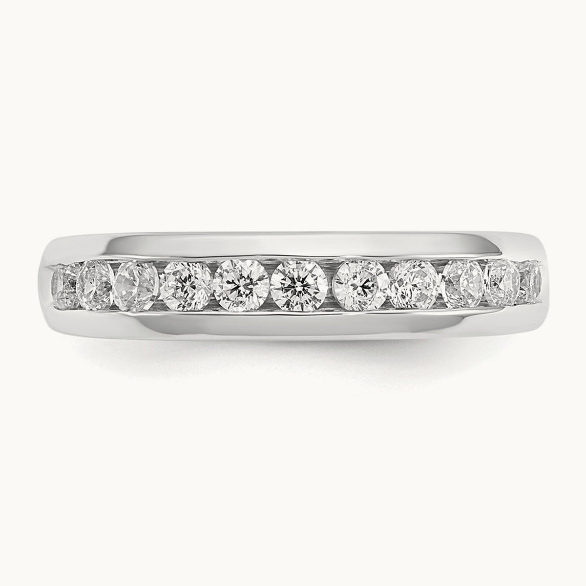 11-Stone Diamond Channel Band, 14K White Gold