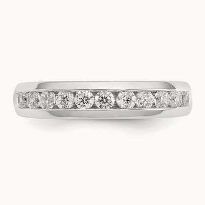 11-Stone Diamond Channel Band, 14K White Gold