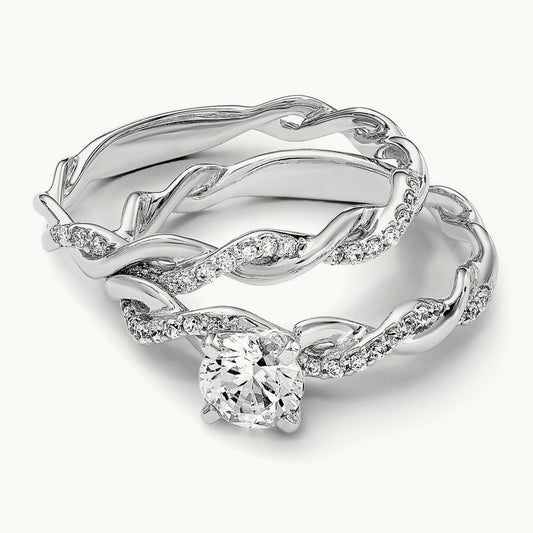 Criss Cross Wedding Band — 14K White Gold, 7