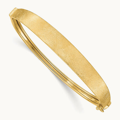 Satin Finish Graduated Hinged Bangle — 14K Yellow Gold