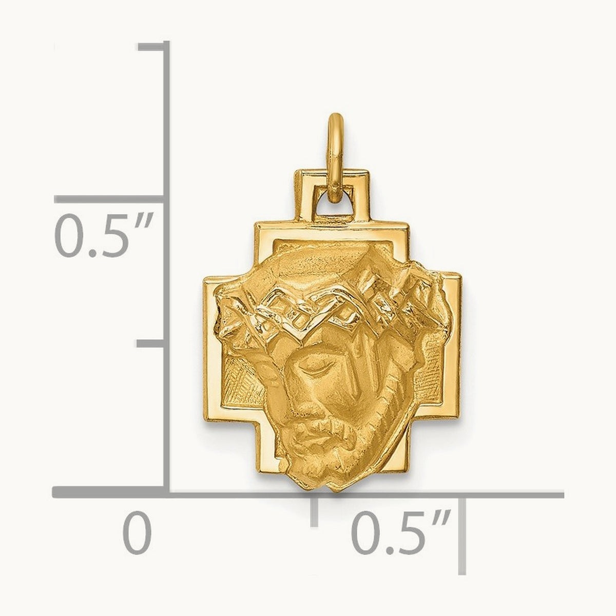 Hollow Polished/Satin Small Jesus Cross Medal, 14K