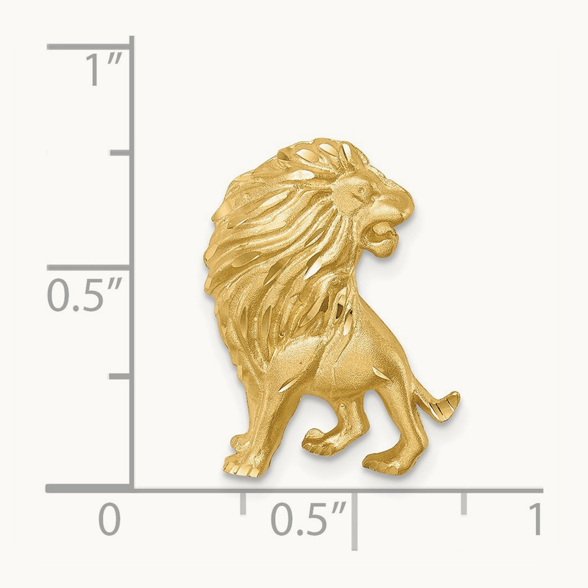 Brushed Diamond-cut Lion Chain Slide, 14K