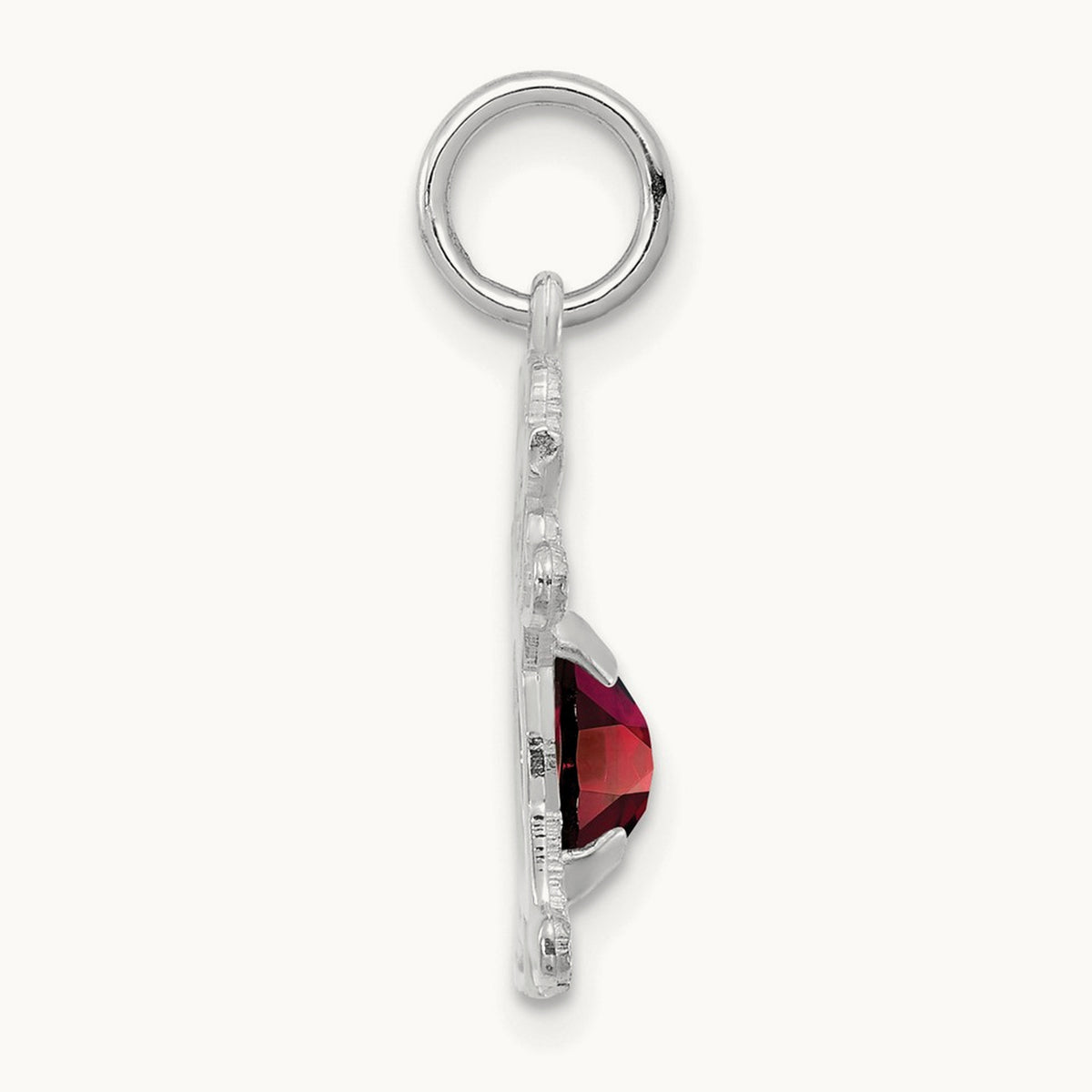 Girl 6x4 Oval Genuine Garnet-January, 14K White Gold