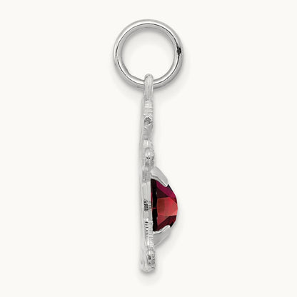 Girl 6x4 Oval Genuine Garnet-January, 14K White Gold